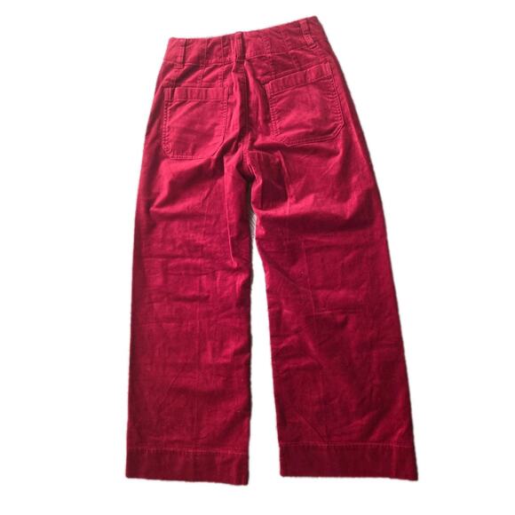 Anthropologie Maeve Colette Velvet Wide-Leg Pants Trousers Crop Red Size 26 - Picture 8 of 9